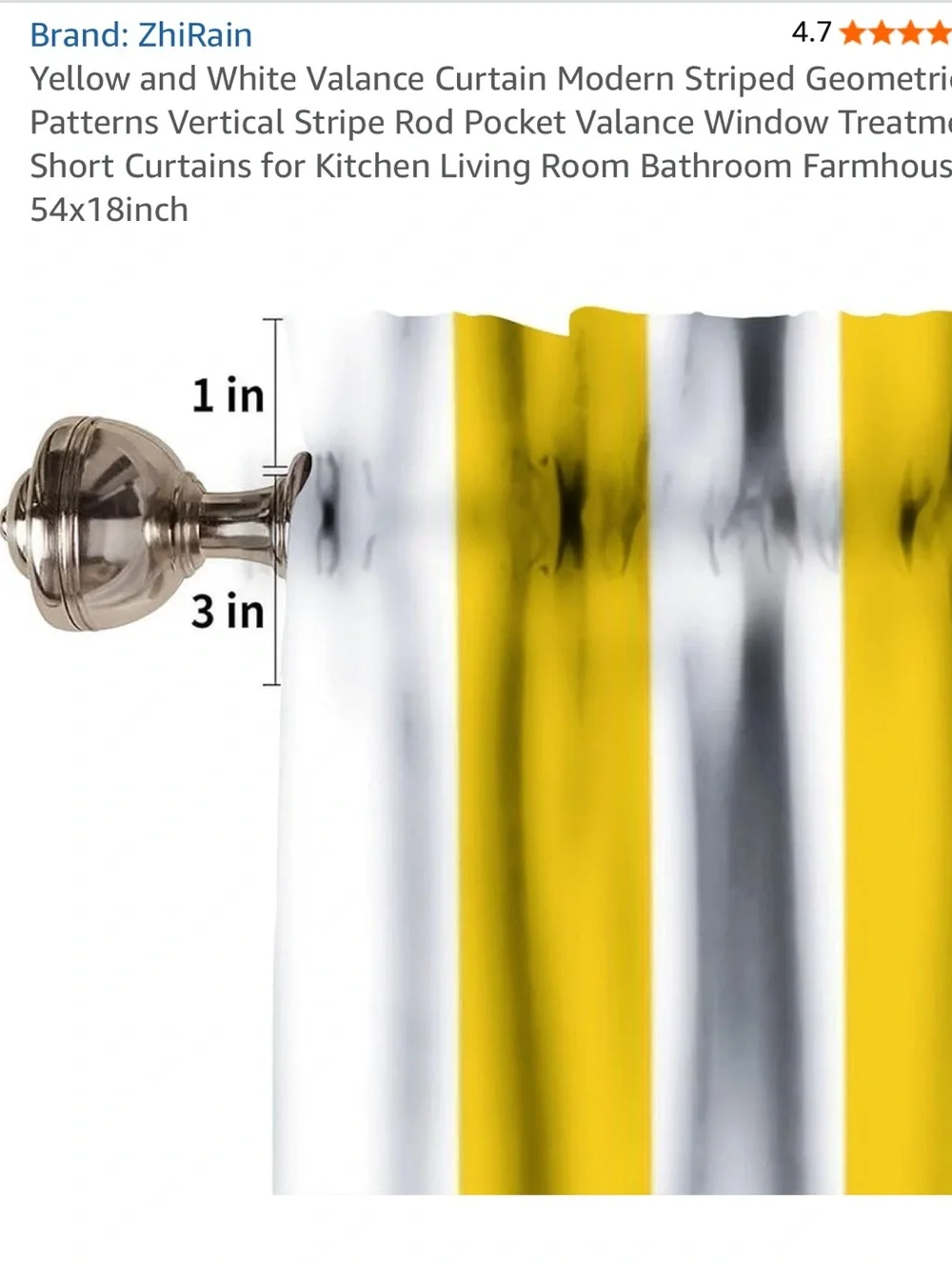 Yellow and White Striped Window Valance - Modern Rod Pocket